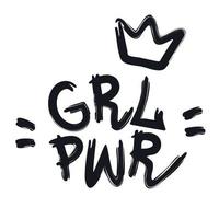 iscrizione di potere della ragazza scritta a mano. scritte a mano grl pwr. slogan, frase o citazione femminista. illustrazione vettoriale moderna per t-shirt, felpa.