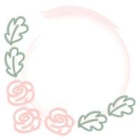 cornice rotonda in stile acquerello da foglie e boccioli di rosa. disegno di contorno a mano. stile di vita. vettore