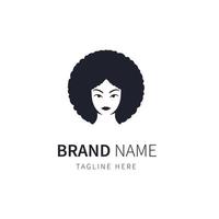 illustrazione logo donna con capelli afro vettore