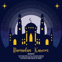 illustrazione islamica del ramadan kareem con una moschea di notte. perfetto per modelli di design di sfondo astratto. vettore