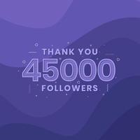 grazie 45000 follower, modello di biglietto di auguri per i social network. vettore