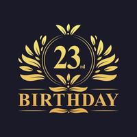 logo di lusso per il 23° compleanno, celebrazione di 23 anni. vettore