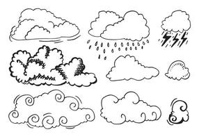 collezione meteo disegnata a mano. illustrazione vettoriale in stile piatto su sfondo bianco.