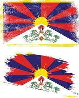 bandiera del tibet in stile grunge vettore