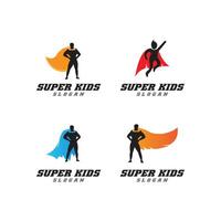 semplice bambini supereroe icona logo vettoriale