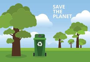 salva il pianeta, ricicla i cestini, il concetto di spazzatura. vettore