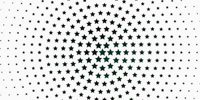 sfondo vettoriale verde chiaro con stelle piccole e grandi.