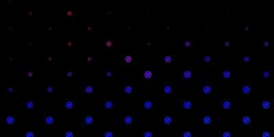 sfondo vettoriale blu scuro, rosso con simboli di virus.