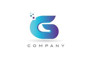 g disegno del logo della lettera dell'alfabeto del punto blu. modello di icona creativa per azienda e affari vettore