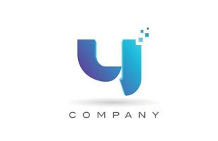 y alfabeto lettera logo icona design con punto blu. modello creativo per azienda e business vettore