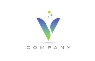 v icona del logo della lettera dell'alfabeto verde. modello di design creativo per affari e aziende vettore
