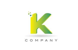 k alfabeto lettera logo icona design con punto verde. modello creativo per azienda e business vettore