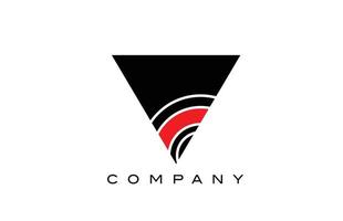 v disegno dell'icona del logo della lettera dell'alfabeto geometrico nero e rosso. modello creativo per affari e società vettore