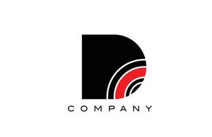 d disegno dell'icona del logo della lettera dell'alfabeto geometrico nero e rosso. modello creativo per affari e società vettore