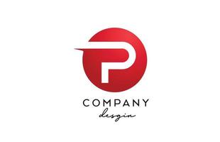 icona rossa del logo della lettera dell'alfabeto p con il disegno del cerchio. modello creativo per azienda e business vettore