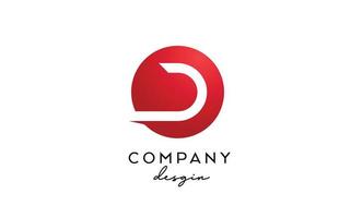 icona rossa del logo della lettera d dell'alfabeto con il disegno del cerchio. modello creativo per azienda e business vettore