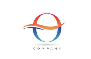 design del logo della lettera dell'alfabeto o arancione blu con swoosh. modello di icona creativa per l'azienda vettore