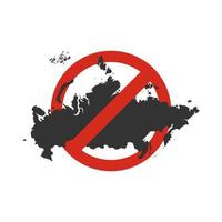fermare gli aggressori russi. cartello di divieto rosso con mappa della russia. vettore