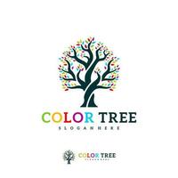 modello vettoriale del logo dell'albero colorato, concetti di design del logo dell'albero creativo