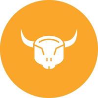 icona del fondo del cerchio del glifo del cranio del toro vettore