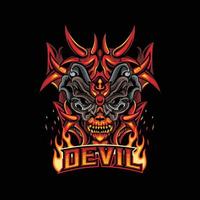 Devil esports logo o logo mascotte gioco disegno vettoriale