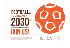 modello di poster del torneo di calcio con palla isolata su sfondo bianco, invito a una competizione minima in stile piatto vettore