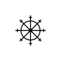 modello del logo dell'illustrazione vettoriale dell'icona della linea continua del timone, della nautica, della nave, della barca. adatto a molti scopi.