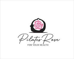 pilates rose logo design semplice e moderno per una salute e una forma fisica vettore