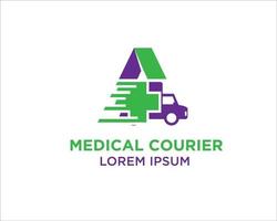 il logo del corriere medico progetta l'icona e il simbolo moderni semplici di vettore