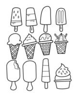 raccolta di illustrazioni di gelato con stile doodle vettore