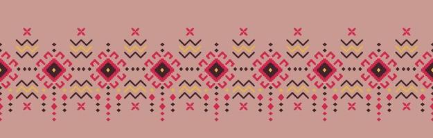 bordo fatto a mano etnico rosa bella arte. modello senza cuciture navajo in stile tribale, ricamo popolare, messicano, peruviano, indiano, marocchino, tacchino e uzbeko. stampa di ornamento d'arte geometrica motivo azteco. vettore