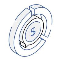 moderna icona isometrica del grafico a torta vettore