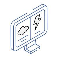 controllo meteo online del meteo del computer, icona del contorno vettore