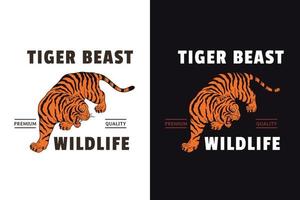 set scuro illustrazione tigre bestia gatto grande testa e posa disegnato a mano tratteggio contorno simbolo tatuaggio merce t-shirt merchandising vintage vettore