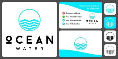 design semplice del logo dell'oceano con modello di biglietto da visita. vettore