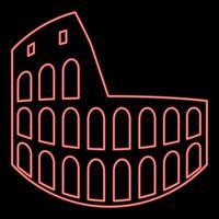 neon coliseum costruire un'illustrazione vettoriale di colore rosso
