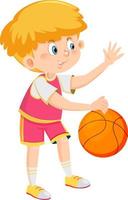 un ragazzo che gioca a basket cartone animato vettore