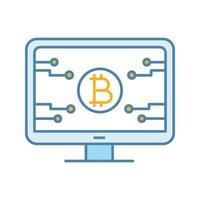 icona del colore della pagina web ufficiale bitcoin. sbarco di una fattoria mineraria. pagina del server blockchain. sito web aziendale di criptovaluta. illustrazione vettoriale isolata