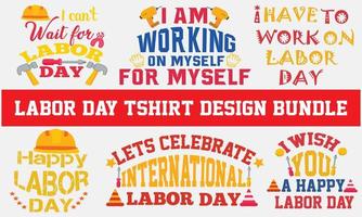 design della maglietta del giorno del lavoro bundle elemento vettoriale design creativo