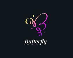 logo o icona della farfalla colorata. illustrazione minimalista del logo della farfalla con lo stile della linea per l'identità del marchio vettore