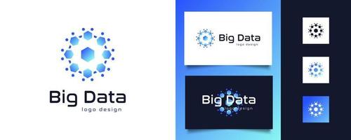 design blu del logo dei big data. simbolo del server o del centro dati. logo o icona dell'intelligenza artificiale per l'identità del logo aziendale o tecnologico vettore