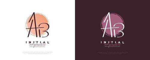 design del logo iniziale aeb in elegante stile di scrittura a mano. logo o simbolo della firma ab per l'identità del marchio di matrimonio, moda, gioielli, boutique e business
