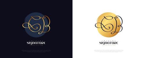 logo iniziale c e b in stile di scrittura a mano oro di lusso. logo o simbolo della firma cb per l'identità del marchio di matrimonio, moda, gioielli, boutique e business vettore