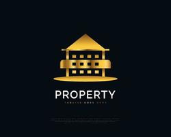logo di una casa d'oro di lusso o di un edificio per l'identità del marchio immobiliare. progettazione del logo di costruzione, architettura o edificio