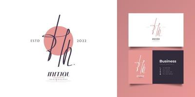 design minimal h e h logo con stile di scrittura a mano. logo o simbolo della firma hh vettore