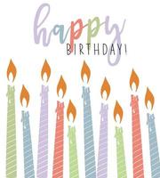 carta di vettore di tipografia di buon compleanno con le candele