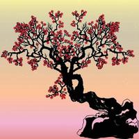 albero di fiori di ciliegio con sfondo di fiori vettore
