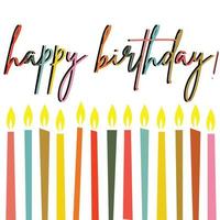 carta di vettore di tipografia di buon compleanno con le candele