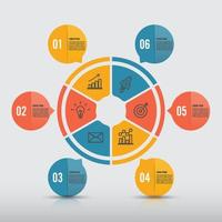 modello di progettazione infografica vettoriale. concetto di business con 6 opzioni, parti, passaggi o processi. può essere utilizzato per il layout del flusso di lavoro, diagramma, opzioni di numero, web design. visualizzazione dati. vettore