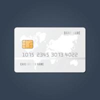 mockup realistico della carta di credito. modello di carta di plastica trasparente su sfondo grigio. concetto di affari e finanza. vettore